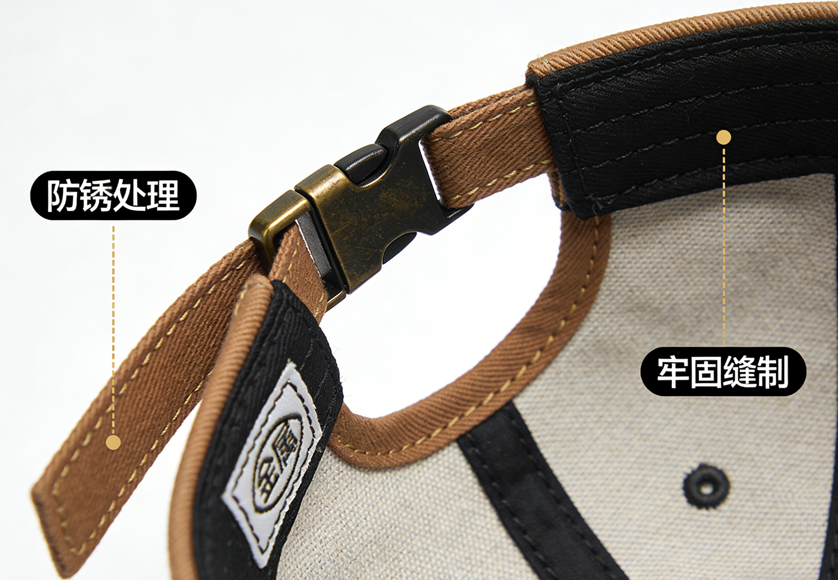 帽饰配件选择指南：调节扣、防风绳、织唛适配出口需求